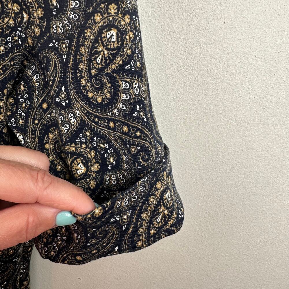 Lauren Ralph Lauren Paisley Cotton Blend Top Shirt Lauren Navy Multi XXL Classic - Picture 7 of 16